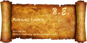 Maksay Endre névjegykártya