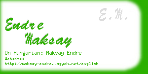 endre maksay business card